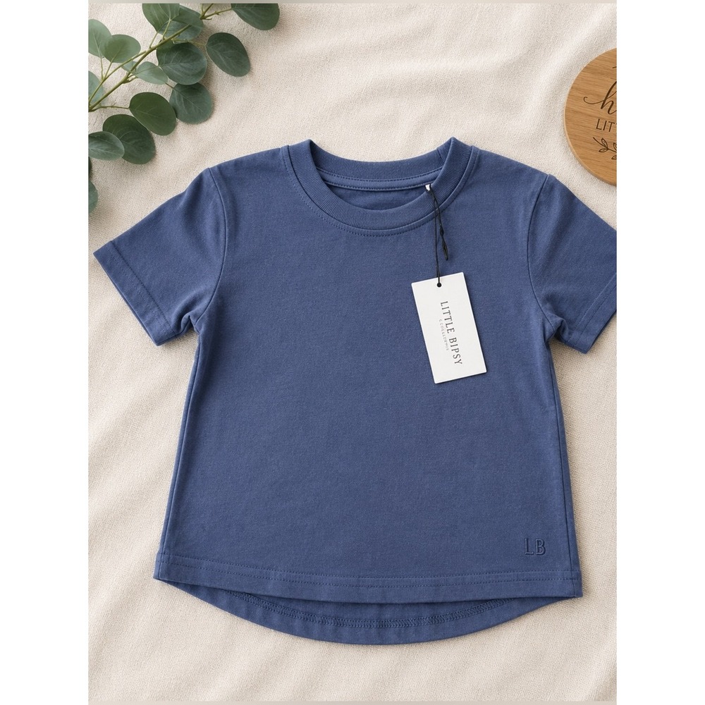 Little Bipsy Elevated Tee Worn Indigo Blue Short Sleeve Shirt Baby 18-24m NWT